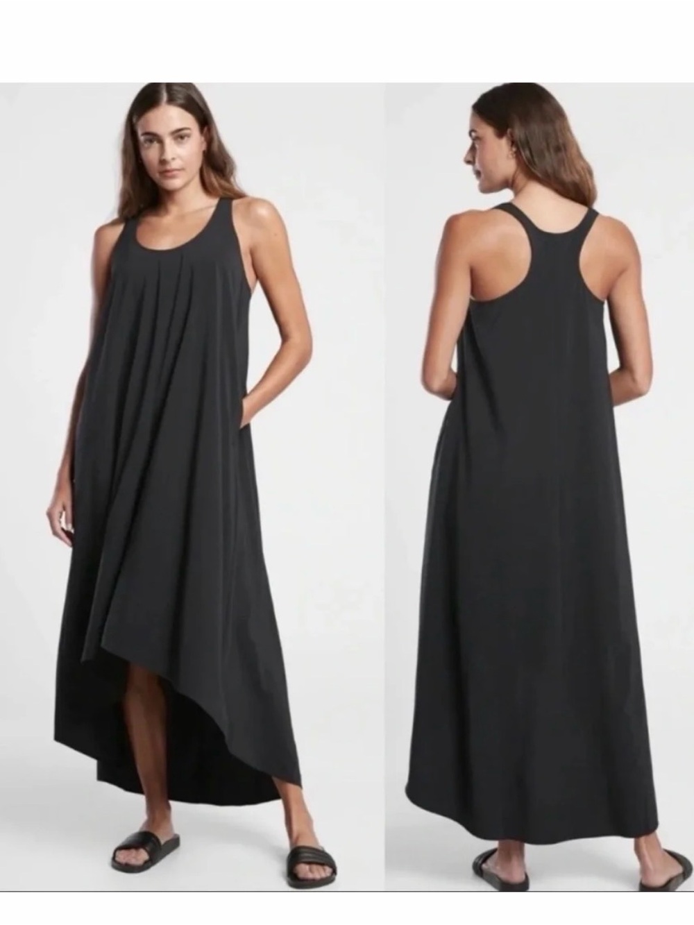 Athleta Black Racerback High-Low Maxi Dress